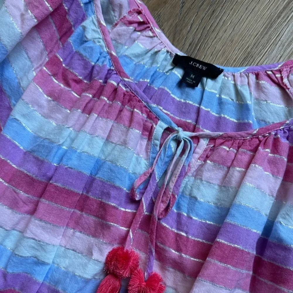 J. Crew rainbow striped boho peasant blouse. Size medium. Cotton.